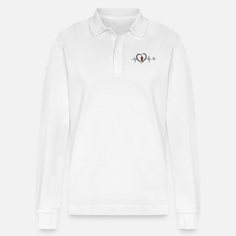 Herzschlag eines Feuerwehrmanns - Stanley/Stella Unisex Bio-Langarm-Poloshirt Prepster - Weiß