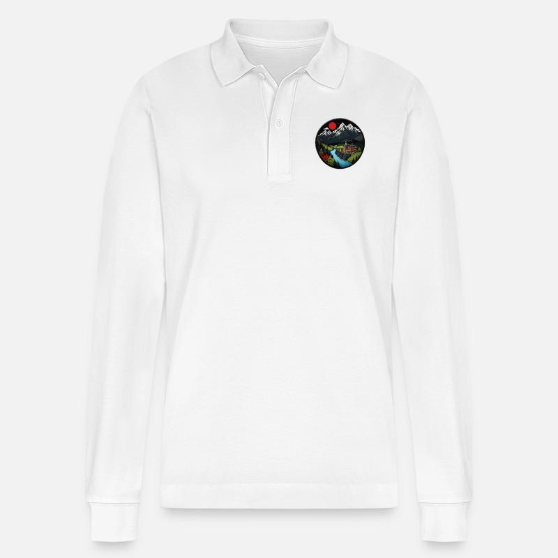 Schweizer Berge - Stanley/Stella Unisex Bio-Langarm-Poloshirt Prepster - Weiß