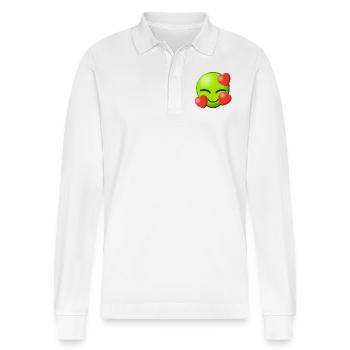 Alien Love Love Aliens Heart Heart Extraterrestrial I - Stanley/Stella Organic Unisex Long-Sleeved Polo Shirt Prepster - white - Front - Anna (173cm) & Nico (186cm)
