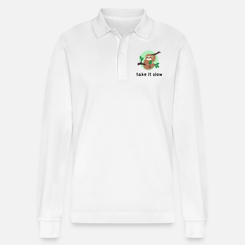 Gehen Sie es langsam an - Stanley/Stella Unisex Bio-Langarm-Poloshirt Prepster - Weiß