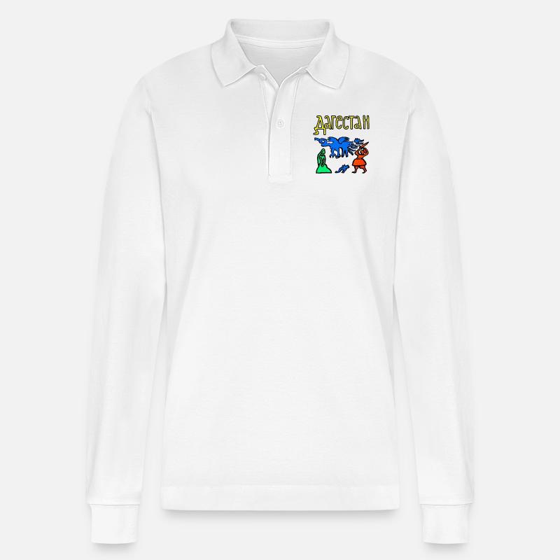 Dagestanische Folklore - Stanley/Stella Unisex Bio-Langarm-Poloshirt Prepster - Weiß