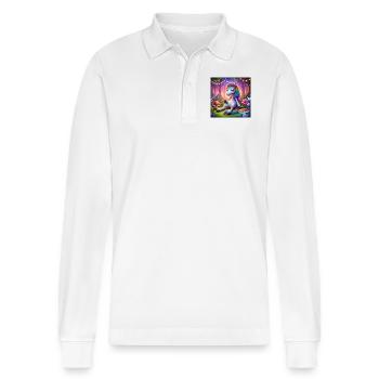 Stoned Unicorn - Stanley/Stella Organic Unisex Long-Sleeved Polo Shirt Prepster - white - Front - Anna (173cm) & Nico (186cm)