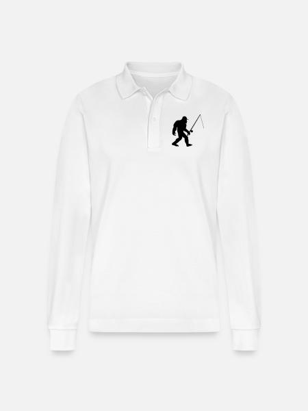 big foot fishing - Stanley/Stella Organic Unisex Long-Sleeved Polo Shirt Prepster - white