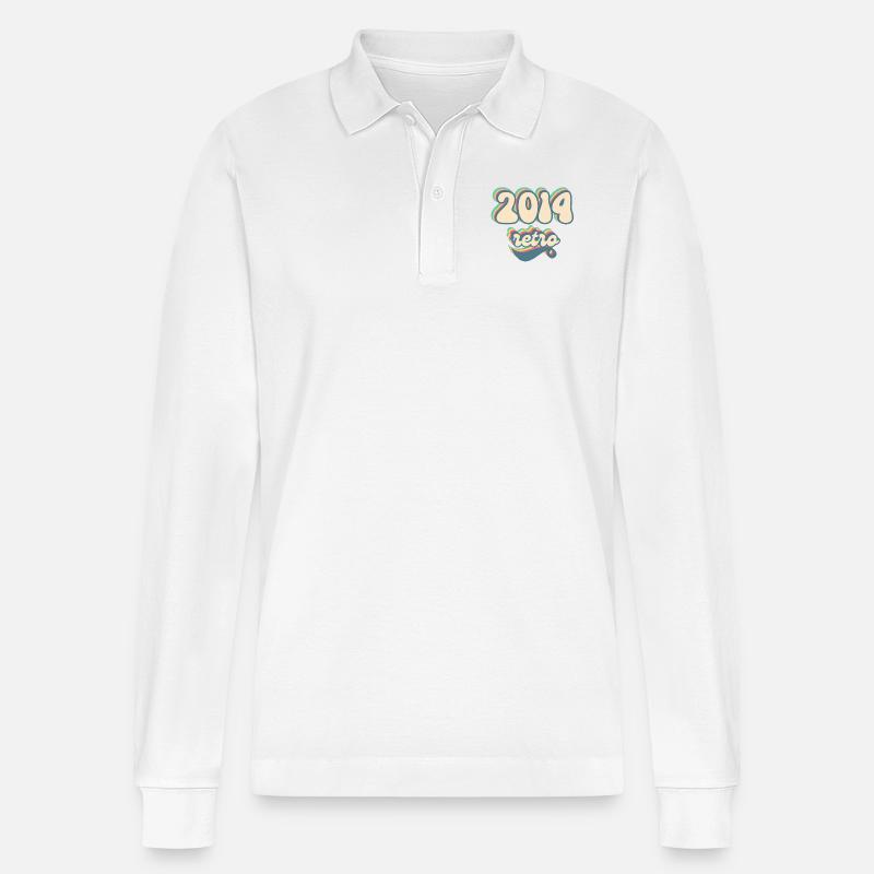 2014 Retro Geschenkidee - Stanley/Stella Unisex Bio-Langarm-Poloshirt Prepster - Weiß