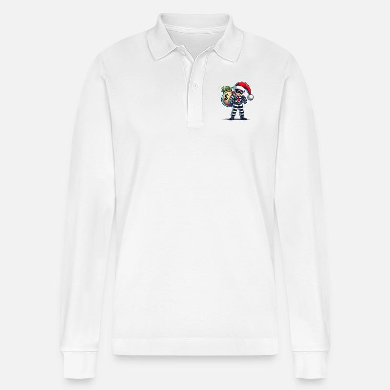 räuber weihnachten - Stanley/Stella Unisex Bio-Langarm-Poloshirt Prepster - Weiß