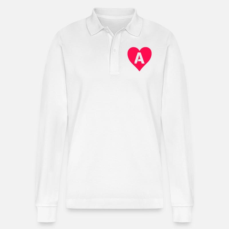 herz buchstabe a - Stanley/Stella Unisex Bio-Langarm-Poloshirt Prepster - Weiß