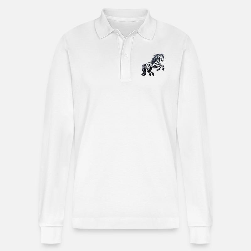 Reiter, Bewunderer von Rittern. - Stanley/Stella Unisex Bio-Langarm-Poloshirt Prepster - Weiß