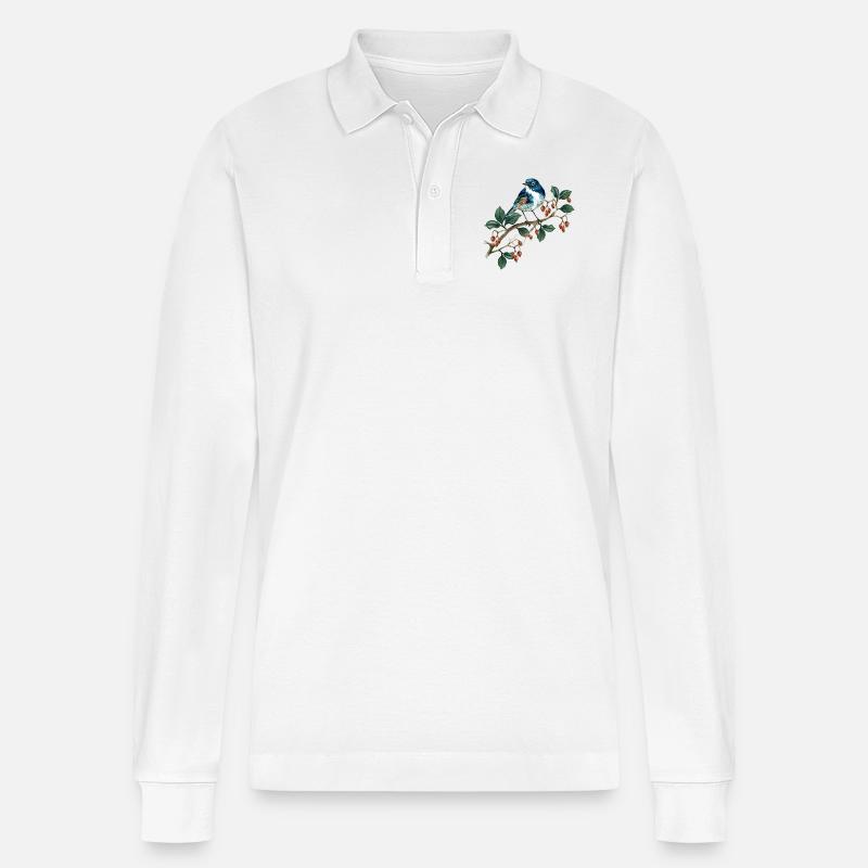 Bunter Vogel - Stanley/Stella Unisex Bio-Langarm-Poloshirt Prepster - Weiß