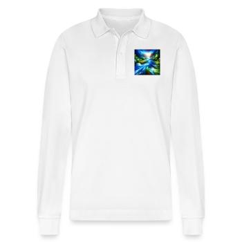 Flowing River - Stanley/Stella Organic Unisex Long-Sleeved Polo Shirt Prepster - white - Front - Anna (173cm) & Nico (186cm)