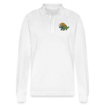 Triceratops Roboter Verwandlung - Stanley/Stella Unisex Bio-Langarm-Poloshirt Prepster - Weiß - Vorne - Anna (173cm) & Nico (186cm)