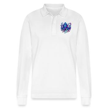 One-eyed octopus - Stanley/Stella Organic Unisex Long-Sleeved Polo Shirt Prepster - white - Front - Anna (173cm) & Nico (186cm)