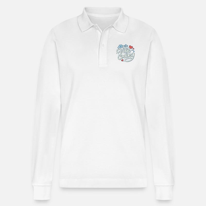 Vibe-Codierung - Stanley/Stella Unisex Bio-Langarm-Poloshirt Prepster - Weiß