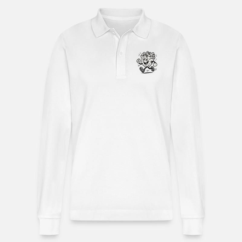 mac n cheese - Stanley/Stella Unisex Bio-Langarm-Poloshirt Prepster - Weiß