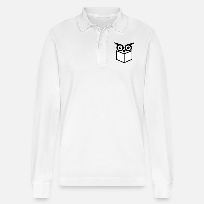 Lese Eule - Stanley/Stella Unisex Bio-Langarm-Poloshirt Prepster - Weiß