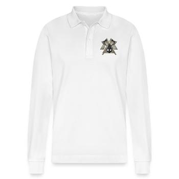 Walknot Valhalla Odin gods faith new gift - Stanley/Stella Organic Unisex Long-Sleeved Polo Shirt Prepster - white - Front - Anna (173cm) & Nico (186cm)