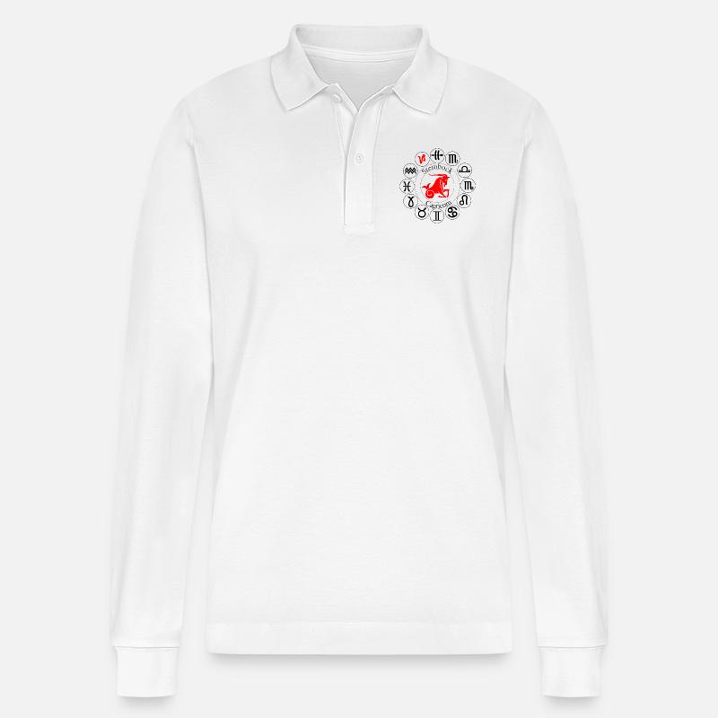 Sternzeichen Steinbock - Stanley/Stella Unisex Bio-Langarm-Poloshirt Prepster - Weiß