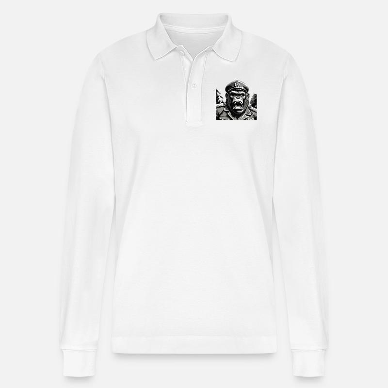 General Gorilla - Stanley/Stella Unisex Bio-Langarm-Poloshirt Prepster - Weiß