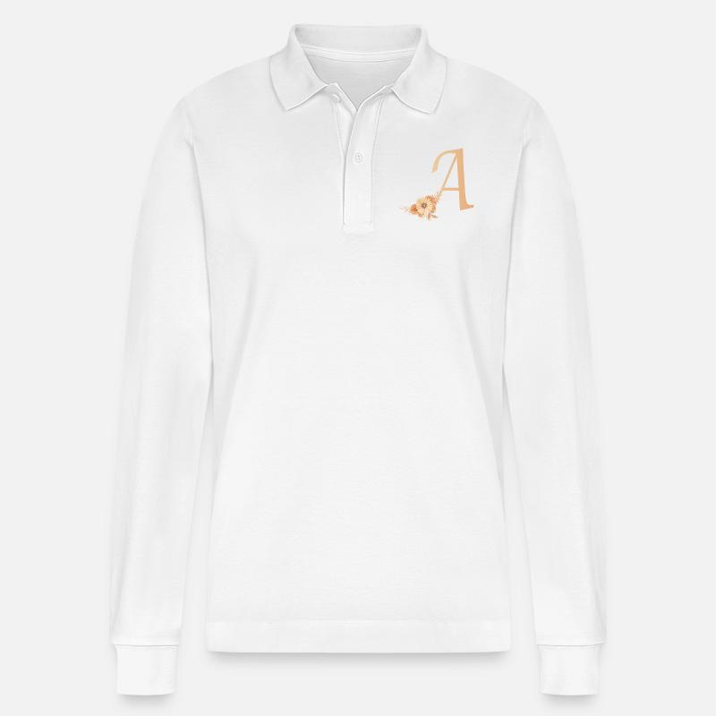 Lettre A avec des fleurs - Polo à manches longues bio PREPSTER Stanley/Stella Unisexe - blanc