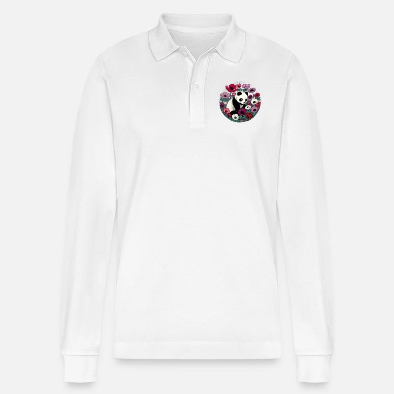 Blume Panda Bär - Stanley/Stella Unisex Bio-Langarm-Poloshirt Prepster - Weiß