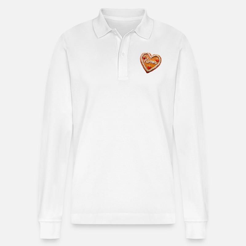Kirmes-Lebkuchenherz - Stanley/Stella Unisex Bio-Langarm-Poloshirt Prepster - Weiß