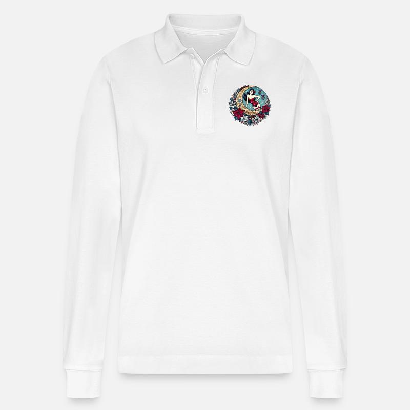 Weihnachts-Pinup - Stanley/Stella Unisex Bio-Langarm-Poloshirt Prepster - Weiß