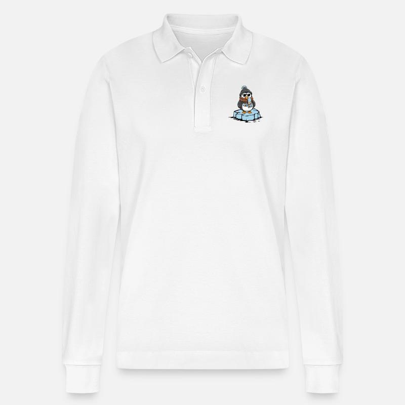pinguin comic winter - Stanley/Stella Unisex Bio-Langarm-Poloshirt Prepster - Weiß
