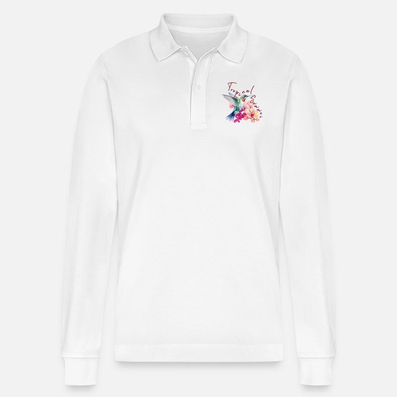 Tropical Summer - Stanley/Stella Unisex Bio-Langarm-Poloshirt Prepster - Weiß