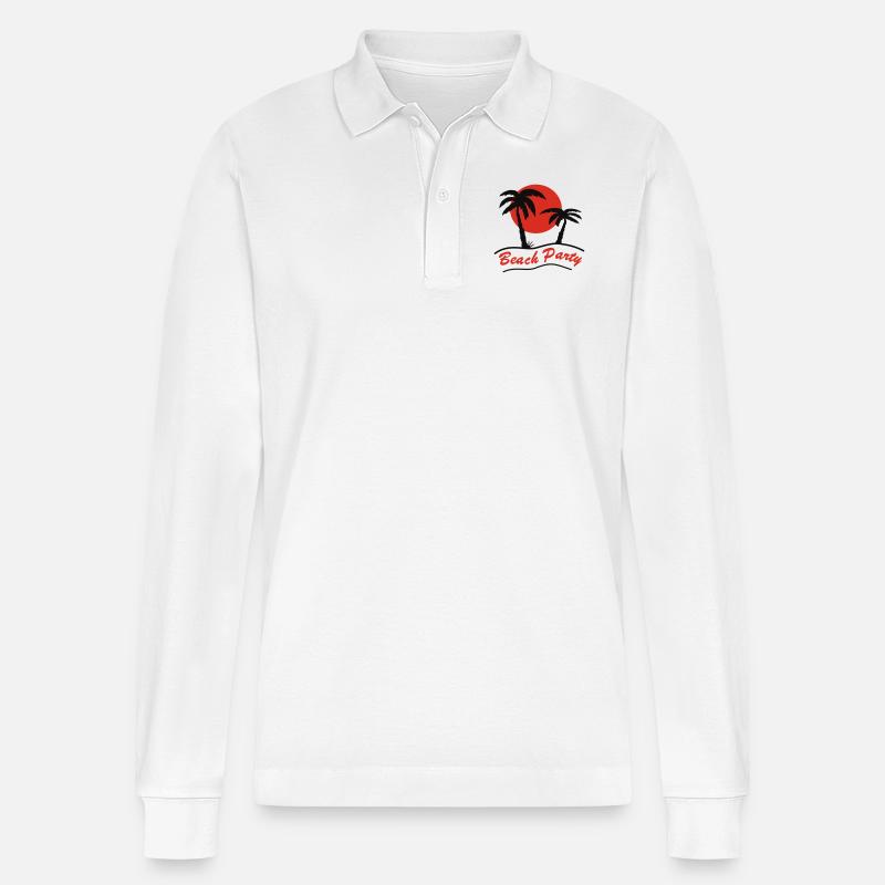 Beach Party - Stanley/Stella Unisex Bio-Langarm-Poloshirt Prepster - Weiß