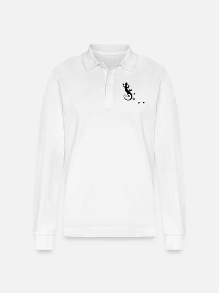 running gecko - Stanley/Stella Organic Unisex Long-Sleeved Polo Shirt Prepster - white