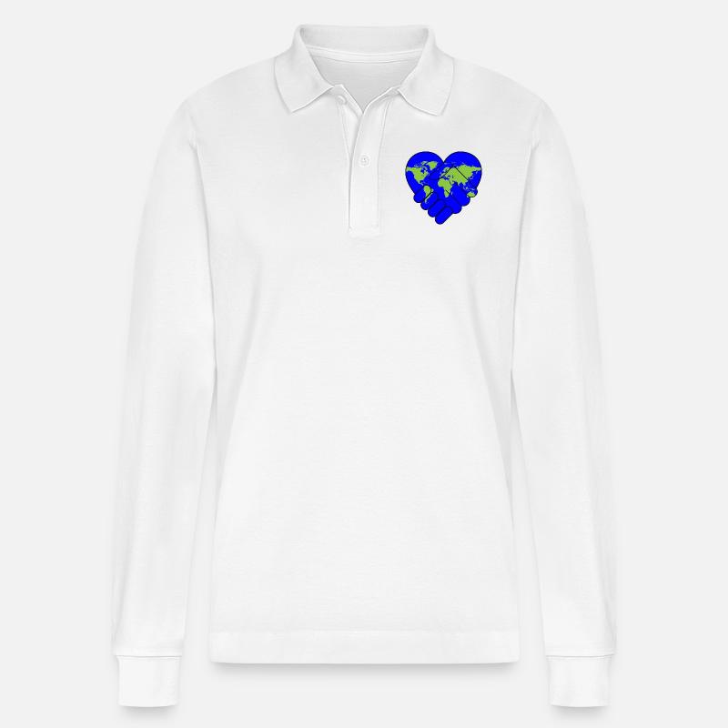 Welt Friede - Stanley/Stella Unisex Bio-Langarm-Poloshirt Prepster - Weiß