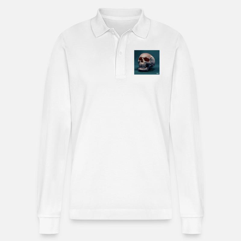 Skull - Stanley/Stella Unisex Bio-Langarm-Poloshirt Prepster - Weiß