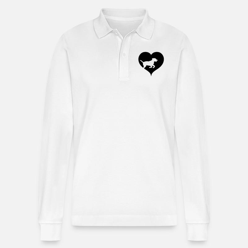 Hunde mit Herz schwarz - Stanley/Stella Unisex Bio-Langarm-Poloshirt Prepster - Weiß