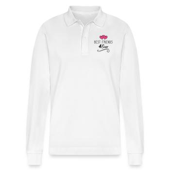 best friends 4 ever design - Stanley/Stella Unisex Bio-Langarm-Poloshirt Prepster - Weiß - Vorne - Anna (173cm) & Nico (186cm)