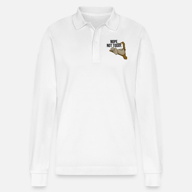 faultier nope not today - Stanley/Stella Unisex Bio-Langarm-Poloshirt Prepster - Weiß