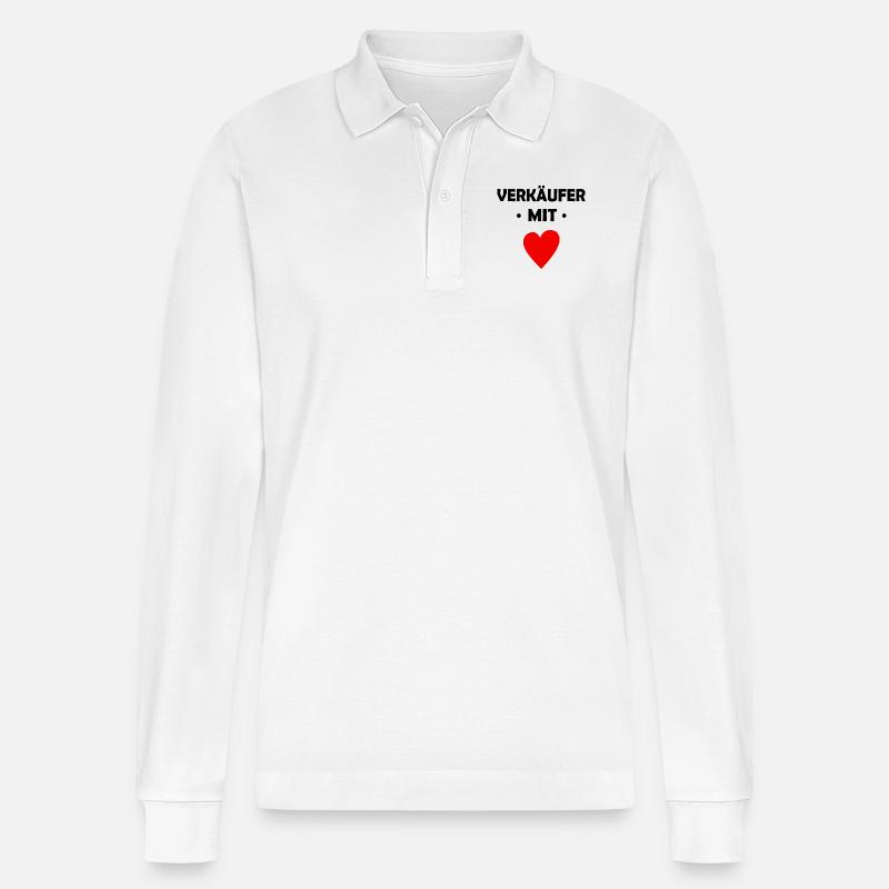 Verkäufer mit Herz - Stanley/Stella Unisex Bio-Langarm-Poloshirt Prepster - Weiß