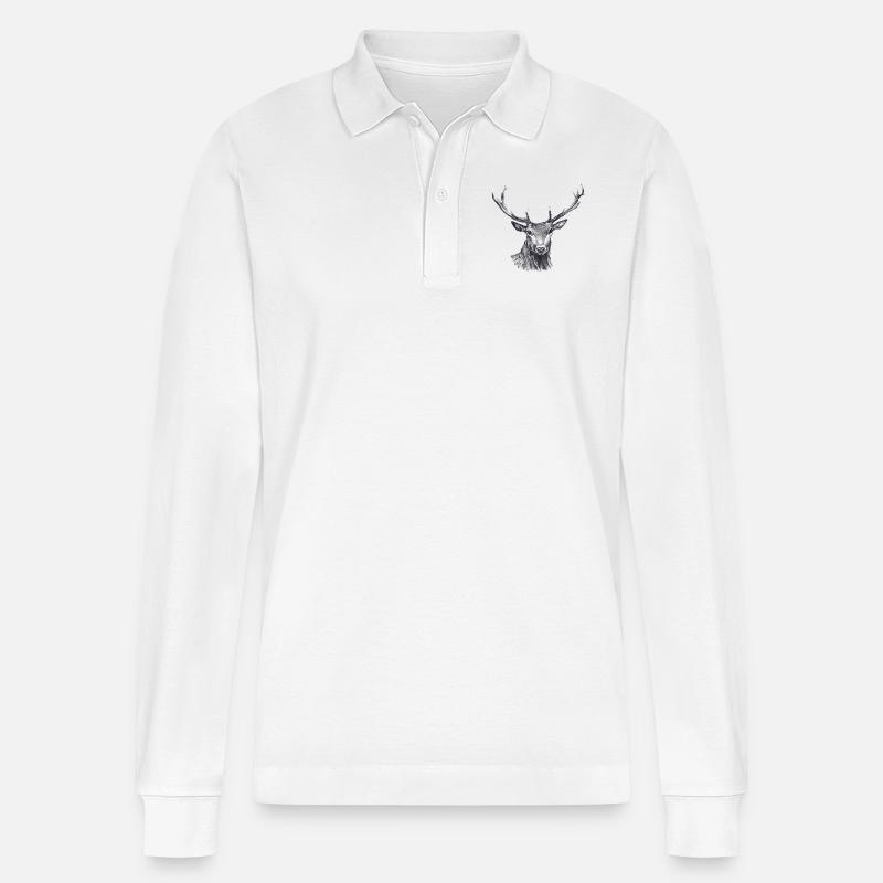 Hirsch - Stanley/Stella Unisex Bio-Langarm-Poloshirt Prepster - Weiß