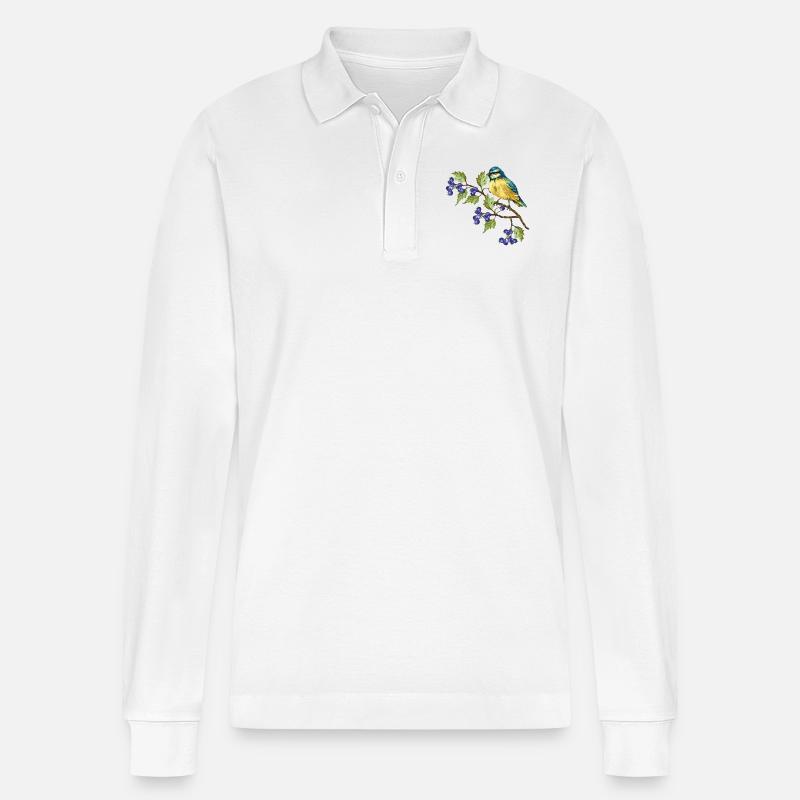 Bunter Vogel - Stanley/Stella Unisex Bio-Langarm-Poloshirt Prepster - Weiß
