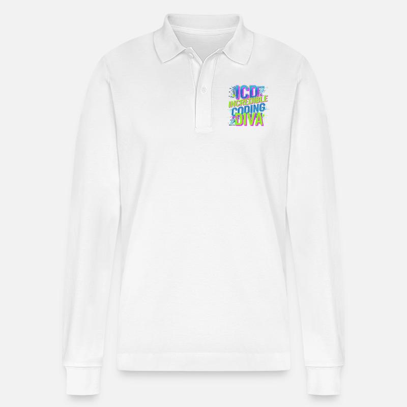 Creative minds in medical code - Stanley/Stella Organic Unisex Long-Sleeved Polo Shirt Prepster - white