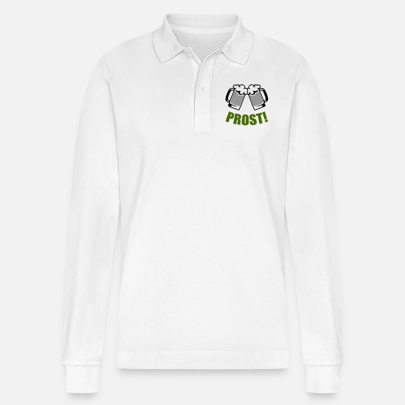 bier prost - Stanley/Stella Unisex Bio-Langarm-Poloshirt Prepster - Weiß