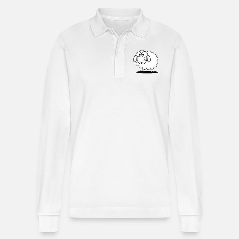 Schaf - Stanley/Stella Unisex Bio-Langarm-Poloshirt Prepster - Weiß