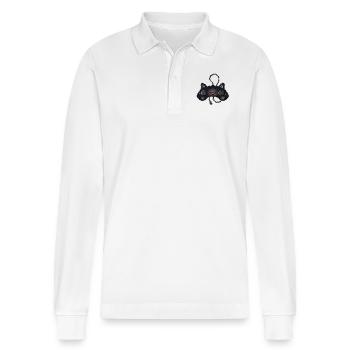 Katzen-Joystick - Stanley/Stella Unisex Bio-Langarm-Poloshirt Prepster - Weiß - Vorne - Anna (173cm) & Nico (186cm)