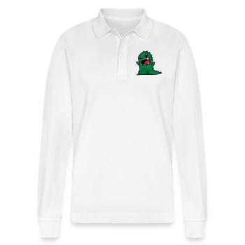 t-Rex - Stanley/Stella Organic Unisex Long-Sleeved Polo Shirt Prepster - white - Front - Anna (173cm) & Nico (186cm)