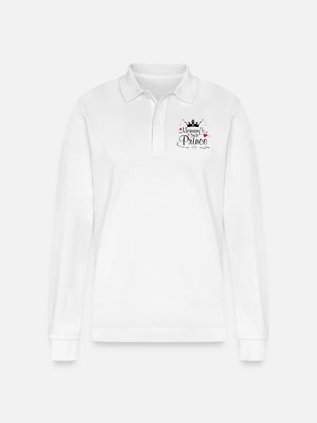 Mommy's prince - Stanley/Stella Organic Unisex Long-Sleeved Polo Shirt Prepster - white