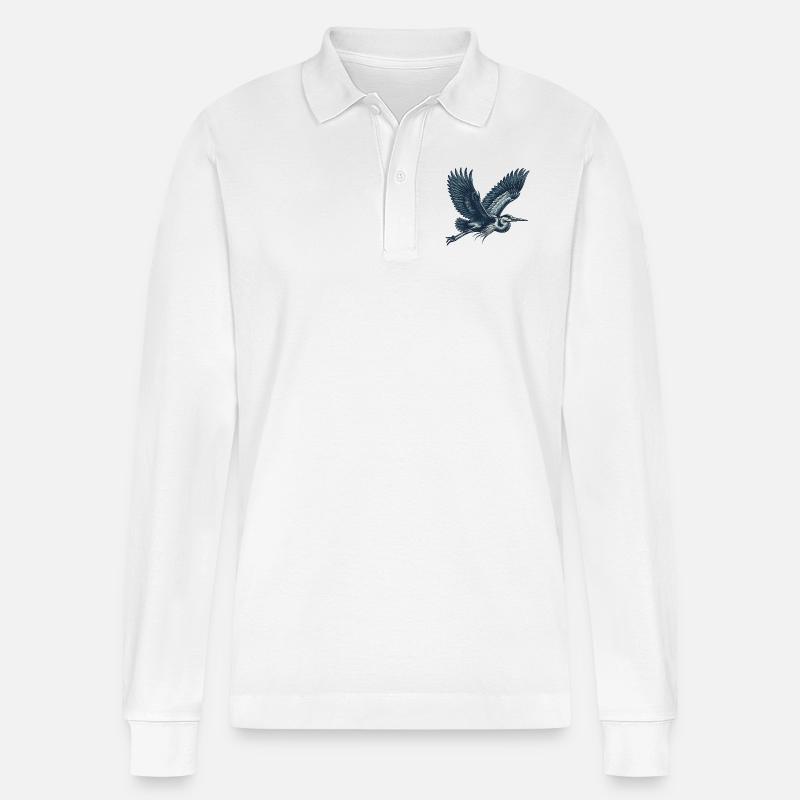 Reiher - Stanley/Stella Unisex Bio-Langarm-Poloshirt Prepster - Weiß