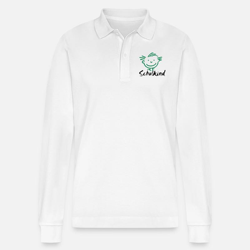 Junge Schulkind - Stanley/Stella Unisex Bio-Langarm-Poloshirt Prepster - Weiß