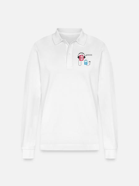 POD 3 - Stanley/Stella Organic Unisex Long-Sleeved Polo Shirt Prepster - white
