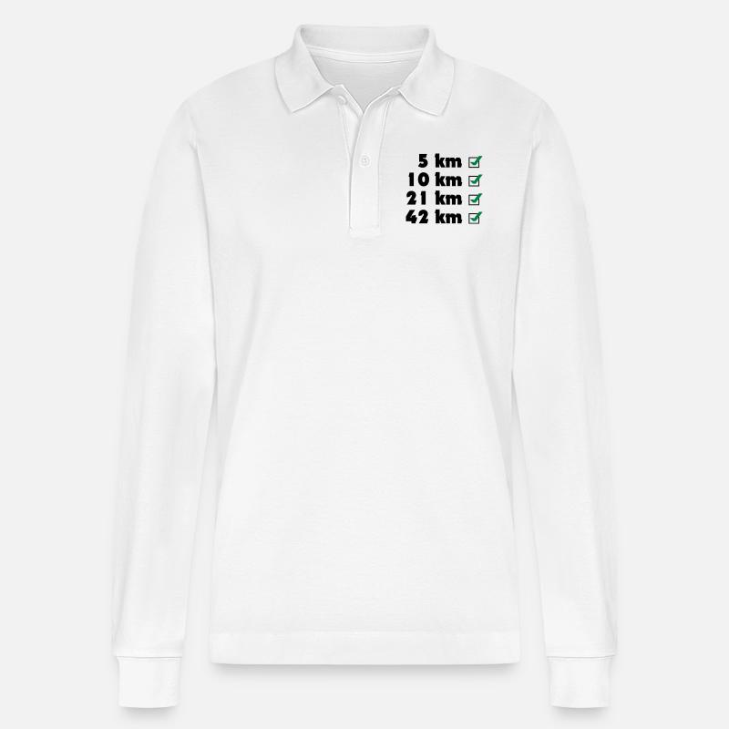 Marathon Checklist - Stanley/Stella Unisex Bio-Langarm-Poloshirt Prepster - Weiß