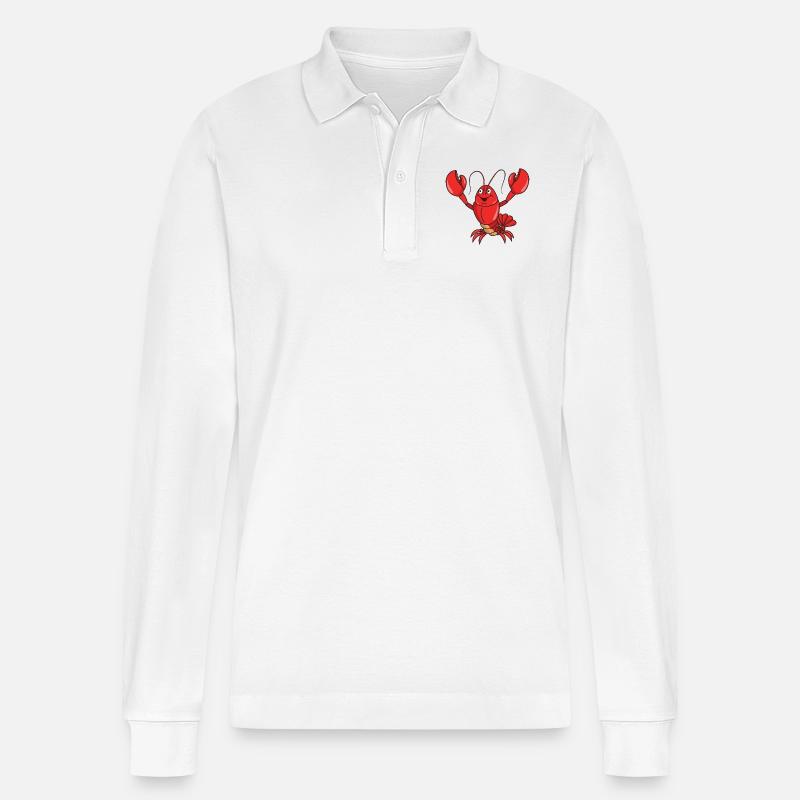 lobster - Stanley/Stella Organic Unisex Long-Sleeved Polo Shirt Prepster - white