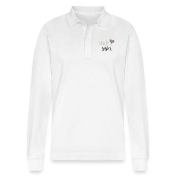 little sister - Stanley/Stella Organic Unisex Long-Sleeved Polo Shirt Prepster - white - Front - Anna (173cm) & Nico (186cm)