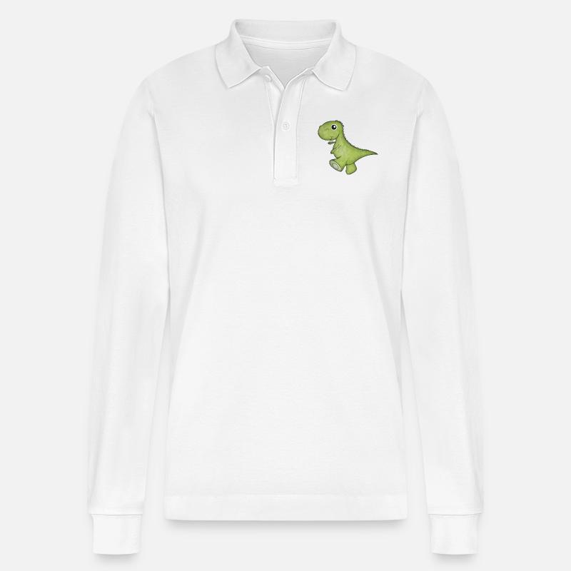 Dino - Stanley/Stella Unisex Bio-Langarm-Poloshirt Prepster - Weiß